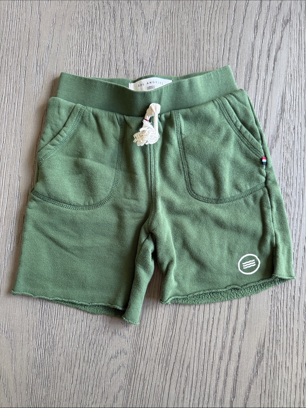 Sol Angeles Boys Green Raw Hem Sweat Shorts Size 8